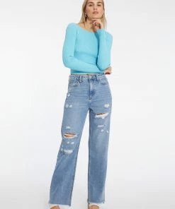 Sanctuary Clothing Twist Back Sweater Angel Blue
