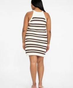 Sanctuary Clothing Heartbeat Crochet Dress Chocolate Muslin Stripe Inclusive Collection