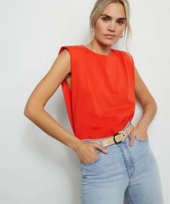 Sanctuary Clothing Shoulder Pad Tee Red Alert