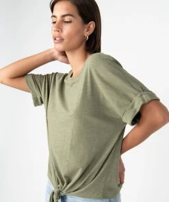 Sanctuary Clothing All Day Tie Tee Trail Green