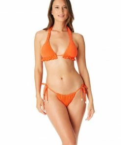 Sanctuary Swim Summer Tunnel Triangle Bikini Top Tangerine