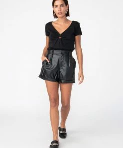 Sanctuary Clothing Daily Leather Like Short Black Night