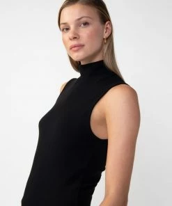 Sanctuary Clothing Core Essentials Essential Sleeveless Mock Neck Top Black