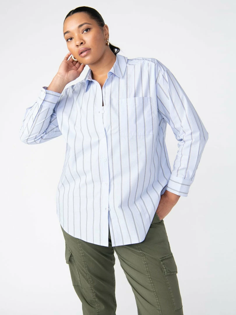 Sanctuary Clothing Slit Back Tunic Blouse Angel Blue Stripe Inclusive Collection The Curve Shop 1 Sanctuary Clothing Slit Back Tunic Blouse Angel Blue Stripe Inclusive Collection The Curve Shop