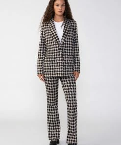 Sanctuary Clothing Sets Filmore Flare Pant Oatmilk Houndstooth