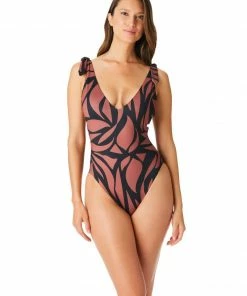 Sanctuary Swim High Leg Scoop Neck Tank One-Piece Earth Multi