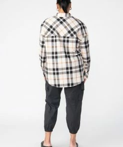Sanctuary Clothing The Curve Shop Dropped Shoulder Tunic Natural Craft Plaid Inclusive Collection