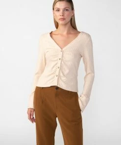 Sanctuary Clothing Wide Cuff Knit Blouse Creme