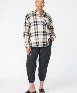 Sanctuary Clothing The Curve Shop Dropped Shoulder Tunic Natural Craft Plaid Inclusive Collection