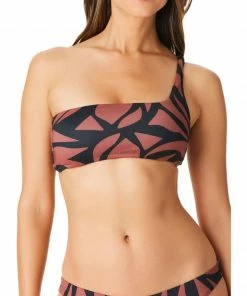 Sanctuary Swim Summer One Shoulder Bikini Top Earth Multi