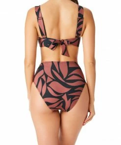 Sanctuary Swim Seamed High Leg High Rise Bikini Bottom Earth Multi