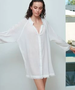 Sanctuary Swim Button Front Lounge Cover Up White