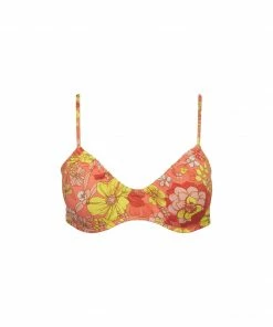 Sanctuary Swim Tunnel Underwire Bikini Top Mango Floral Collage