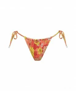 Sanctuary Swim Tunnel Side Tie Hipster Bikini Bottom Mango Floral Collage