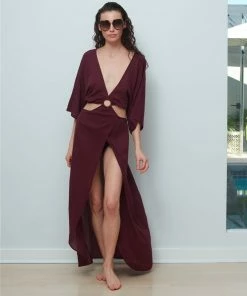 Sanctuary Swim Maxi Dress With Draped Skirt Cover Up Retrograde