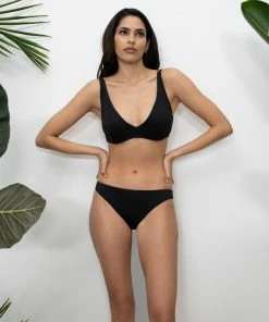 Sanctuary Swim Sustainable Plunging Tri With Underwire Bikini Top Black