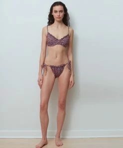 Sanctuary Swim Sustainable Shirred Neck Underwire Bikini Top Retrograde Print