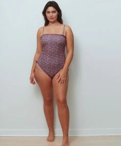 Sanctuary Swim Floral Collage Banded Shirred Side One-Piece Retrograde Print