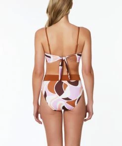 Sanctuary Swim Sustainable High Leg High Rise V-Waist Bikini Bottom Lion