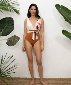 Sanctuary Swim Sustainable Tie Front Plunge One-Piece Lion