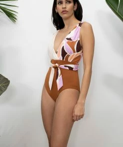 Sanctuary Swim Sustainable Tie Front Plunge One-Piece Lion