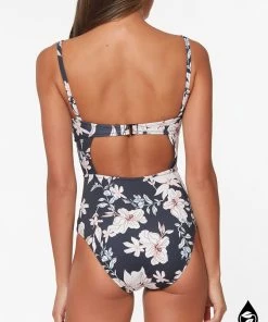 Sanctuary Swim Splice Banded Mio One-Piece Dark Floral Collage 5 Sanctuary Swim Splice Banded Mio One-Piece Dark Floral Collage