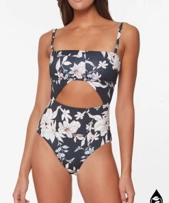 Sanctuary Swim Splice Banded Mio One-Piece Dark Floral Collage