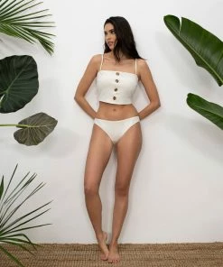 Sanctuary Swim Sustainable Cinch Back Hipster Bikini Bottom Coconut Milk