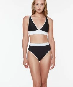 Sanctuary Swim Plunge Bra Bikini Top Black