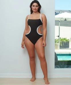 Sanctuary Swim Mod Square Neck Monokini One-Piece Black