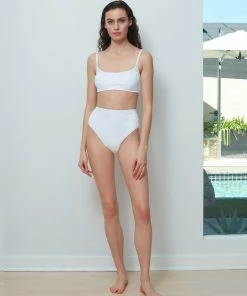Sanctuary Swim Seamed Bralette Bikini Top Bright White Sustainable