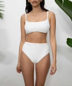 Sanctuary Swim Seamed Bralette Bikini Top Bright White Sustainable