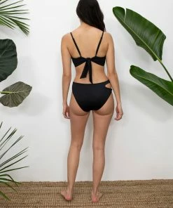 Sanctuary Swim Sustainable Cutout Midster Bikini Bottom Black