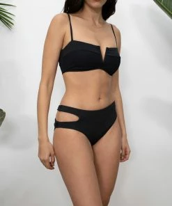 Sanctuary Swim V-Wire Bandeau Bikini Top Black Sustainable
