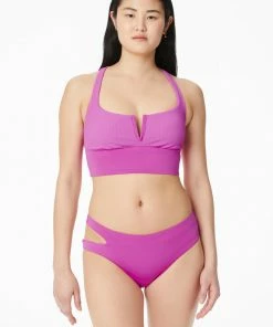 Sanctuary Swim Sustainable Cutout Midster Bikini Bottom Amethyst