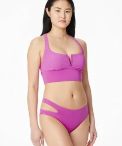 Sanctuary Swim Sustainable Cutout Midster Bikini Bottom Amethyst