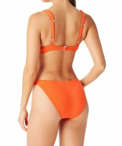 Sanctuary Swim Side Elastic Hipster Bikini Bottom Tangerine
