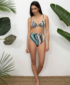 Sanctuary Swim Banded Leg High Rise Bottom Multi