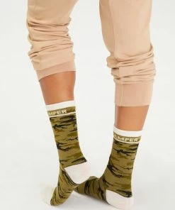 Sanctuary Clothing Camo & Surplus Statement Crew Sock Forest Camo