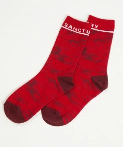 Sanctuary Clothing Statement Crew Sock Red Camo Camo & Surplus