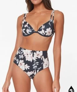 Sanctuary Swim High Rise Bottom Dark Floral Collage
