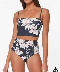 Sanctuary Swim High Rise Bottom Dark Floral Collage