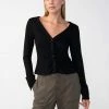 Sanctuary Clothing Wide Cuff Knit Blouse Black
