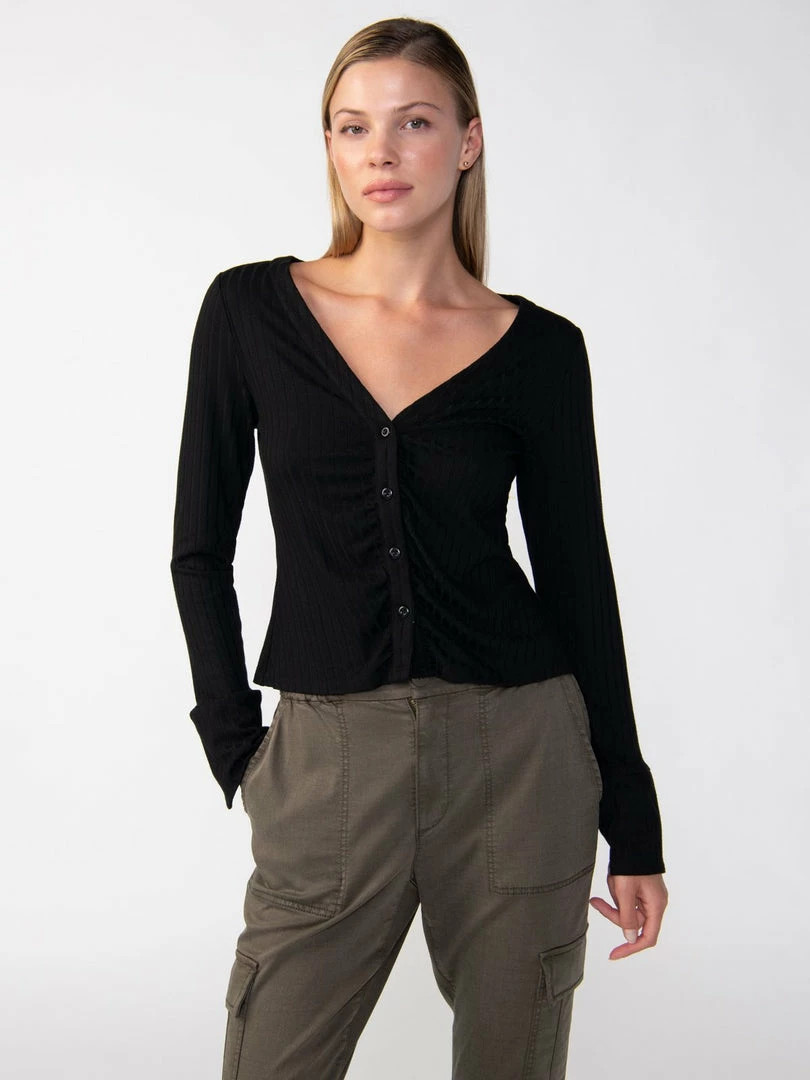 Sanctuary Clothing Wide Cuff Knit Blouse Black 1 Sanctuary Clothing Wide Cuff Knit Blouse Black