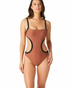 Sanctuary Swim Mod Square Neckline One-Piece Earth Summer