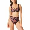 Sanctuary Swim Seamed High Leg High Rise Bikini Bottom Earth Multi