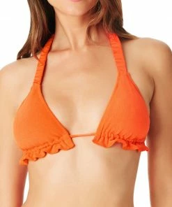 Sanctuary Swim Summer Tunnel Triangle Bikini Top Tangerine