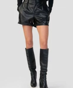 Sanctuary Clothing Daily Leather Like Short Black Night