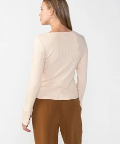 Sanctuary Clothing Wide Cuff Knit Blouse Creme
