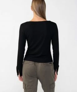 Sanctuary Clothing Wide Cuff Knit Blouse Black 7 Sanctuary Clothing Wide Cuff Knit Blouse Black